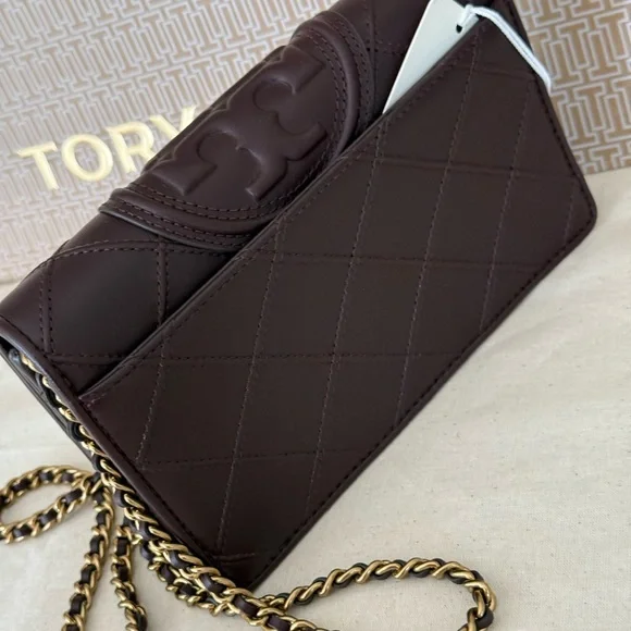 448! New TORY BURCHFLEMING SOFT CHAIN WALLET Color ALBAROSSA - Picture 4 of 12